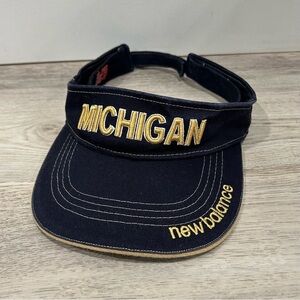 New Balance Michigan Wolverines Visor Cap Adjustable Hook Loop Back Hat